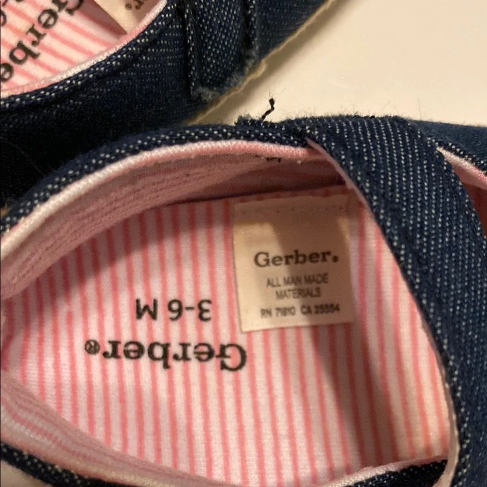 Gerber Baby Girls' Navy Denim Mary Jane Shoes Size 3-6 months